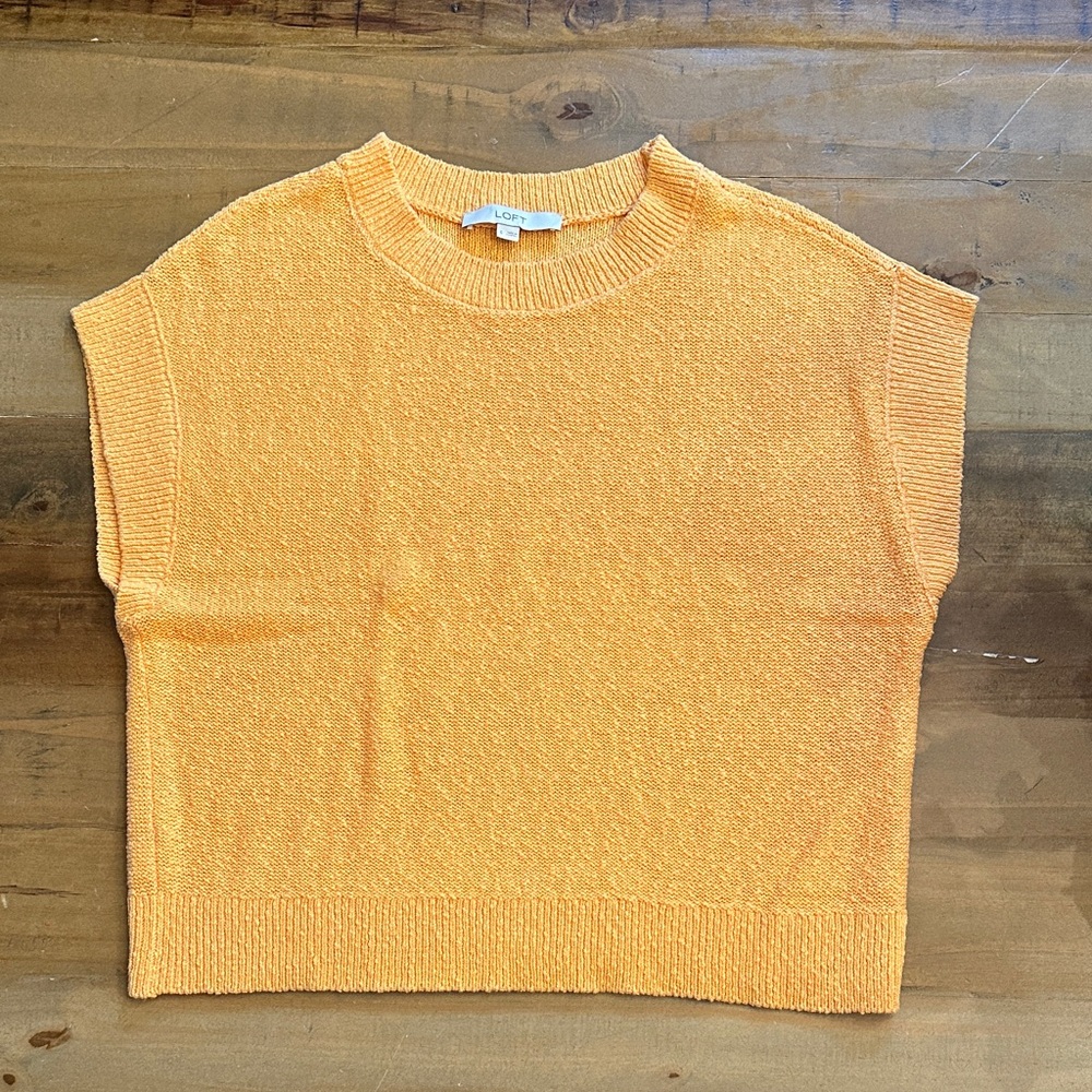 LOFT Women's Bright Orange Short Sleeve Sweater Tank